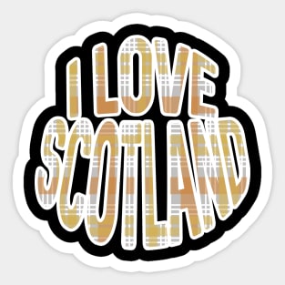 I LOVE SCOTLAND Festive Tartan Colour Typography Design Sticker
